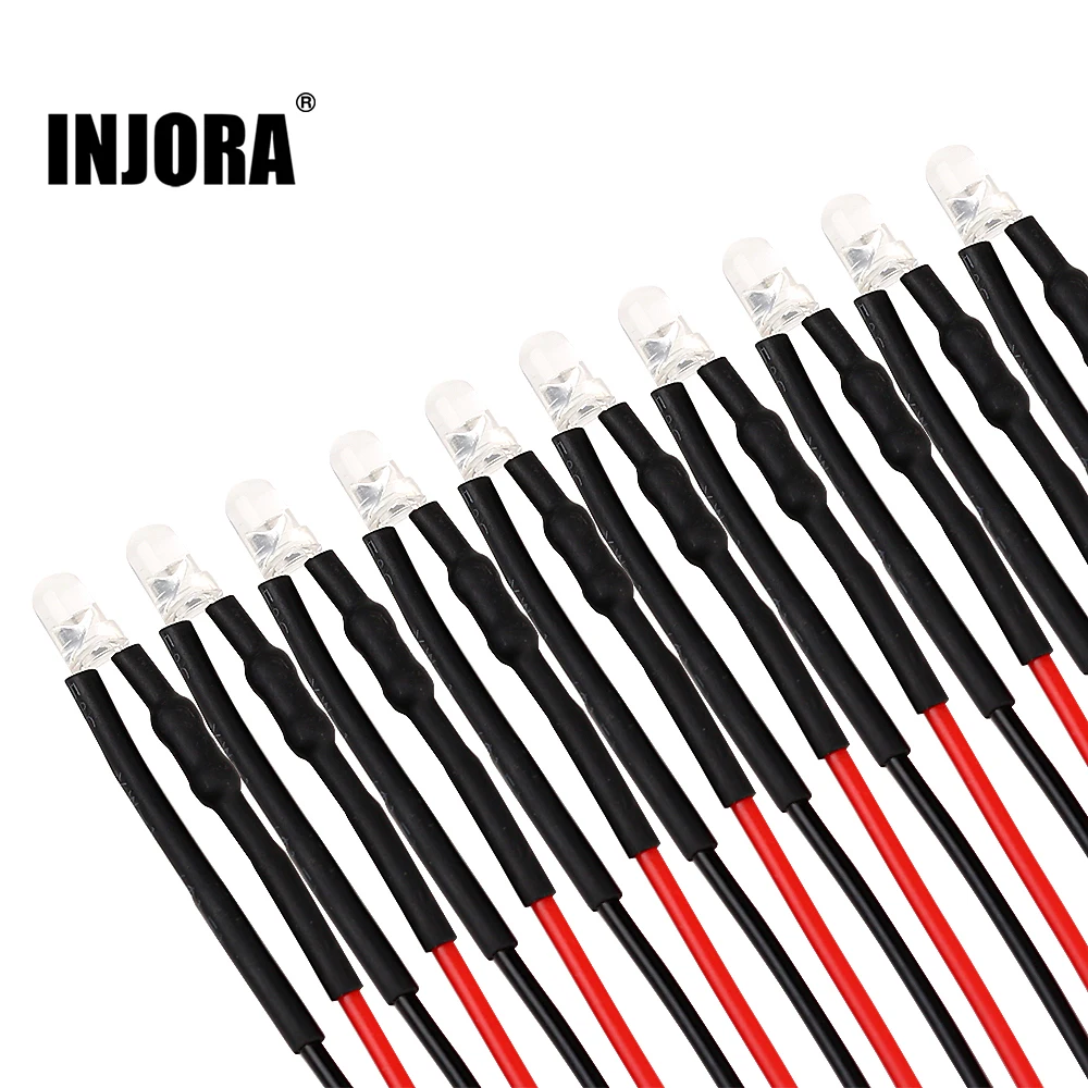 INJORA 10pcs 5 Colors 12V LED Light 3mm 5mm LED Light for RC Crawler Traxxas Axial SCX10 D90 Tamiya MST RC Car DIY Parts