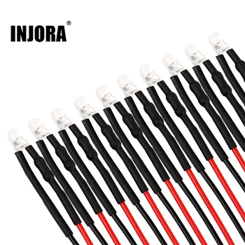 INJORA 10pcs 5 Colors 12V LED Light 3mm 5mm LED Light for RC Crawler Traxxas Axial SCX10 D90 Tamiya MST RC Car DIY Parts