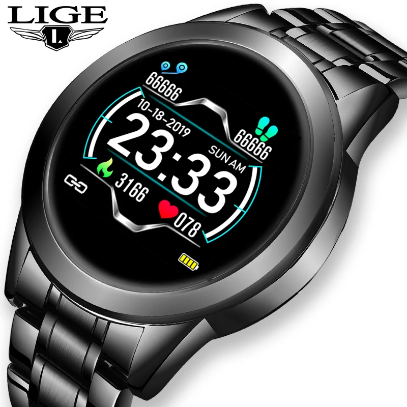 LIGE 2021 New Smart Watch Men Women Sports Watch LED screen Waterproof Fitness Tracker for Android ios Pedometer SmartWatch +Box