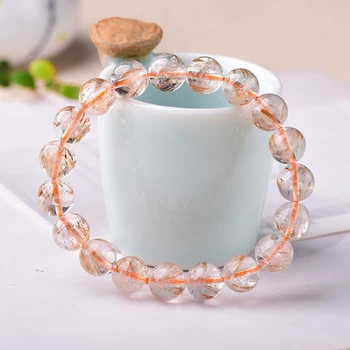 

Purplish Titanium Woman Male Fund Natural Aurora 23 Yellow Titanium Crystal Single Circle Hand String Feather Hair Ornaments