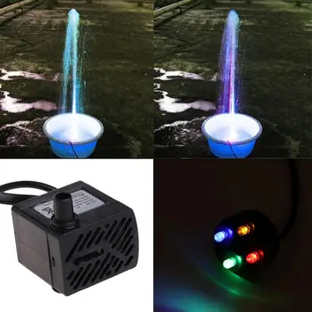 

Kuulee 220V 4W AC Water Pump with 4 Colors LED Aquarium Tabletop Fish Pond Fountain Waterfall underwater light pond Lighting
