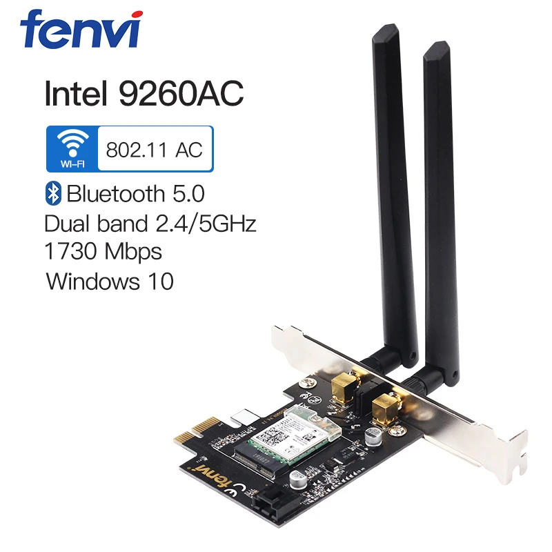 1730 Мбит/с двухдиапазонный Настольный PCI-E беспроводной-AC 9260 Intel 9260NGW 802.11ac 5 5 ГГц WiFi Bluetooth 5,0 адаптер для Windows 10