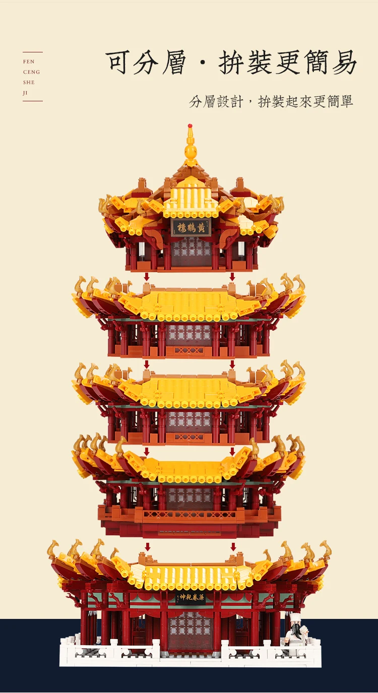 XingBao, новинка 01024, оригинальные креативные строительные серии, желтая башня с краном, светильник с высокой сложностью, строительные блоки, кирпичи