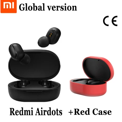 Xiaomi Redmi AirDots TWS Bluetooth 5,0 беспроводные наушники для зарядки 8D Bass стерео наушники с микрофоном свободные Наушники управление AI - Цвет: Global add Red