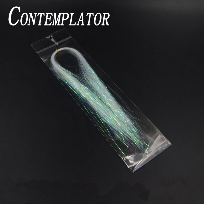 

Contemplator 3bags Pearl White Flash Strands Fly Tying Materials Length 40cm Iridescent Fly Fishing Synthetic Glow Flashbou