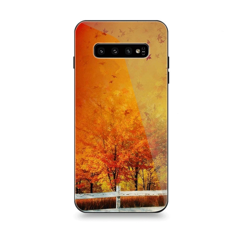 Мобильный чехол для телефона Стекло для samsung A10 A20 A30 A40 A50 A60 A70 S7 край S8 Plus Note 8 9 S10 крышка с рисунком Осенние деревья клена - Цвет: G12