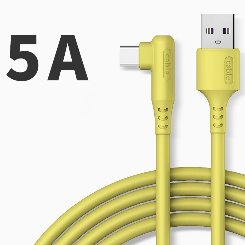 90 Degree Elbow 5A USB Cable Fast Charging Type C Cable Mobile Phone Charger Cord for Huawei P40 Xiaomi Redmi Usb C Cable iphone charger cable Cables