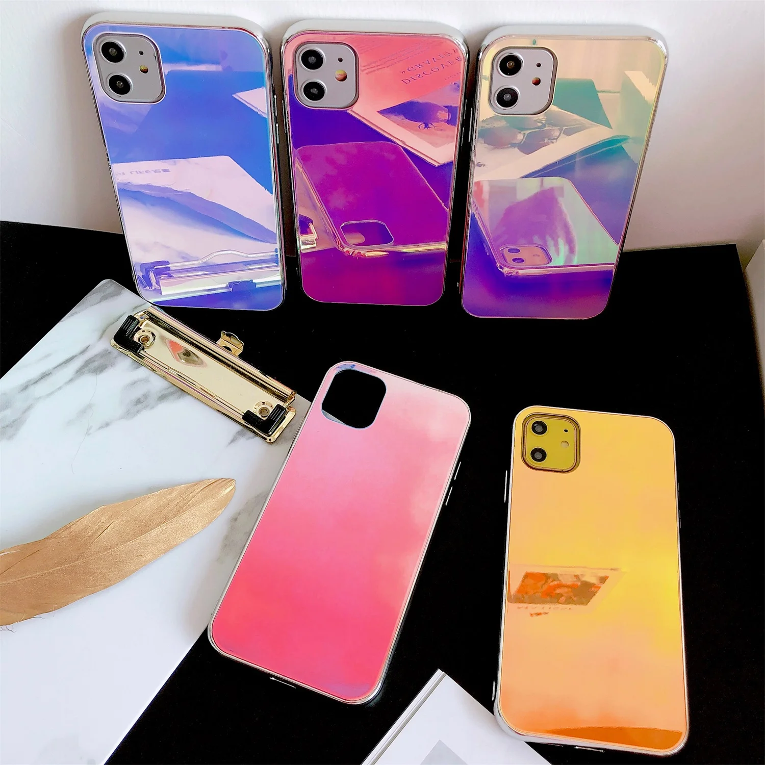 LISCN новейший меняющий цвет чехол для iPhone 11 Pro Max 6 6sPlus7Plus XsMax XR 8plus стеклянный зеркальный чехол для телефона конфетный чехол с логотипом