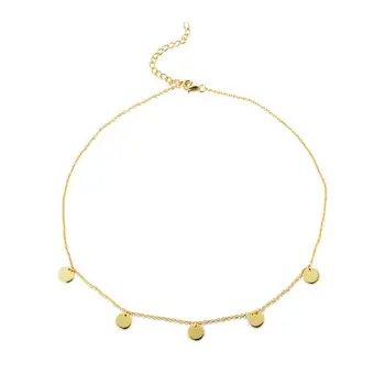 

Geometric Disc Round Choker Necklace Link Chain Party Small Circle Charm For Women Gold Fashion 925-sterling-silver Jewelry gift