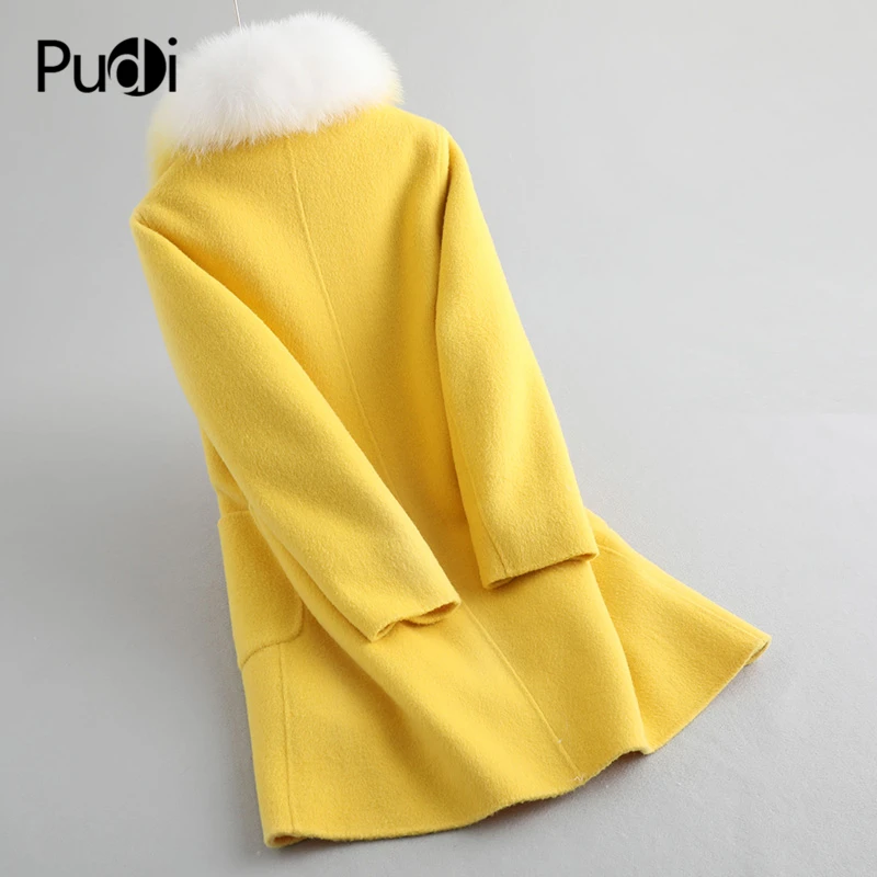 PUDI A59766 женская зимняя куртка из натуральной шерсти с меховым воротником из лисьего меха, теплая куртка, кроличий мех, подкладка, пальто для девочек, Женская длинная куртка, пальто