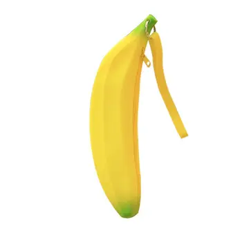 

THINKTHENDO Cute Silicone Banana Coin Pencil Case Holder Unisex Change Purse Bag