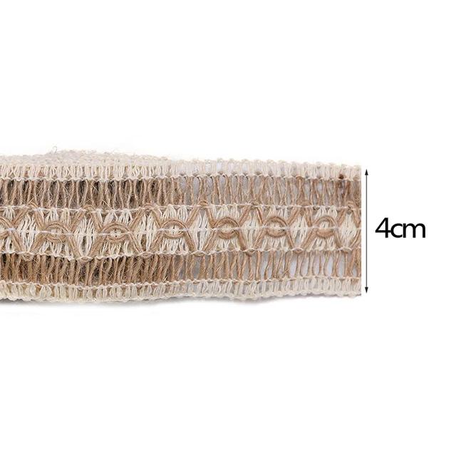 2M 3.5~5cm Width Natural Jute Burlap Roll Ribbon Vintage Hollow Weave Hemp Rope Wedding Party Gift Box Decor Supplies DIY Crafts B04