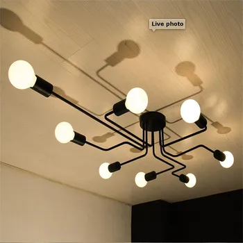 

Nordic Multiple heads metal chandelier Vintage Iron Ceiling Lamp LED Creativity design Hanging Lighting for Living Room Bedroom
