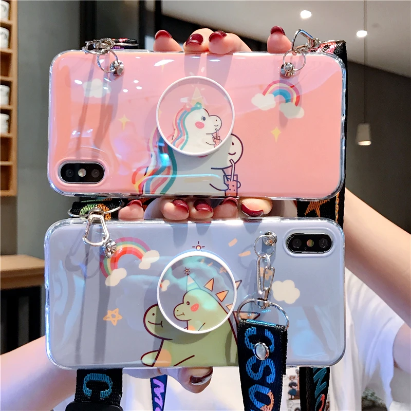 Для iphone 11 pro max милый Сейлор Мун Даффи медведь Единорог Мягкий чехол для iphone XS max XR X 8 plus 6 7 Чехол+ подставка+ ремень