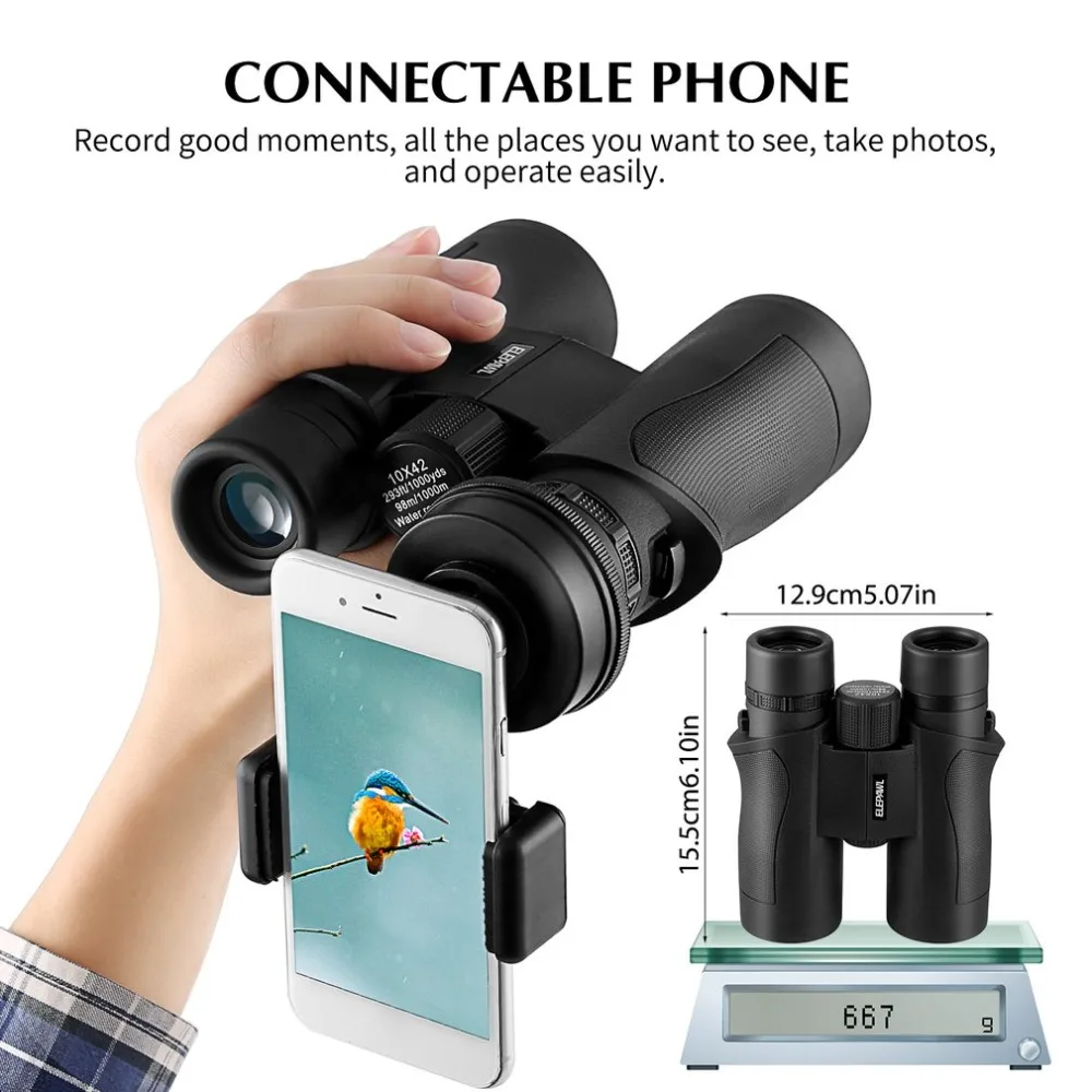 Water Resistant Binoculars 10x42 Telescope HD Folding Binoculars For Outdoor Birdwatching Travel Stargazing Concerts