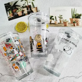 

Japanese Style Printed Cup with Straw Measuring Milk INS Home Thickened Juice Customizable Logo Manufacturers Direct Selling