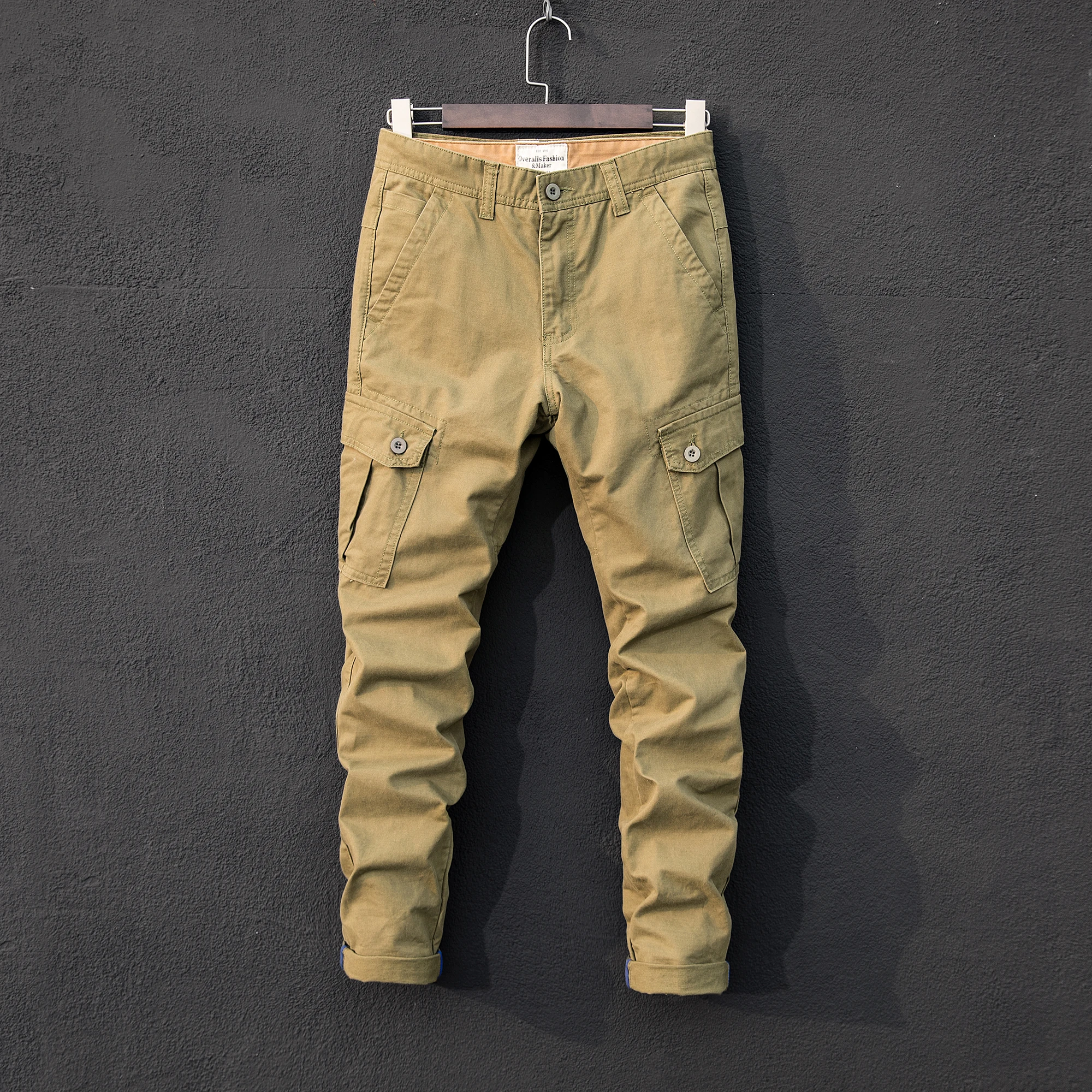 The New Men's Overalls Trousers Casual Cotton Multi-pocket Straight Tactical Cargo Pants Male Brand Black yellow Green