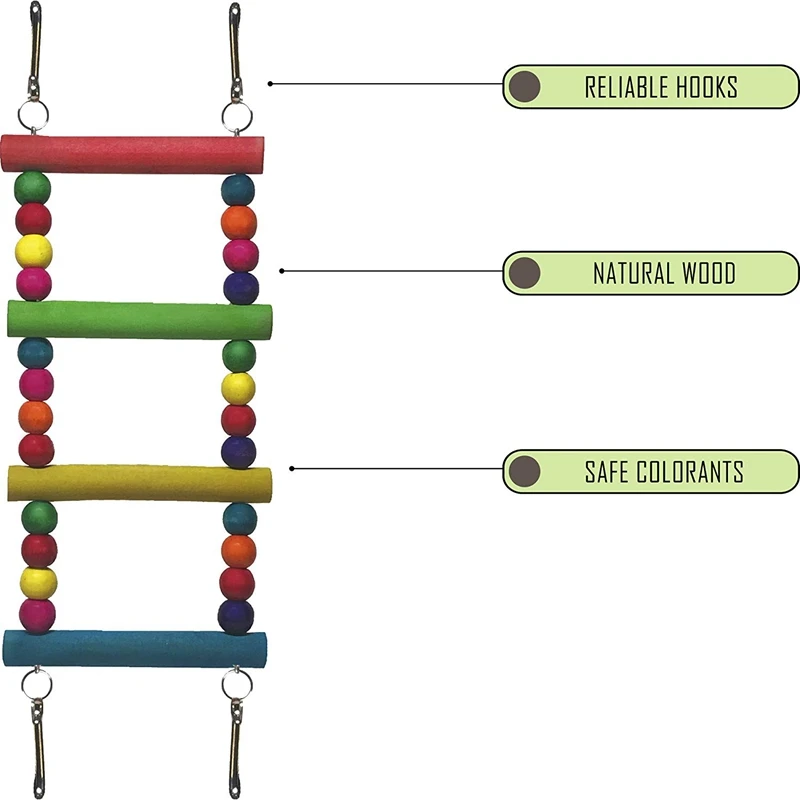 Parrot Toy Set- Hanging Parrot Swing- Wooden And Metal Parrot Swing- Medium Small Parrot Swing Toy- Bird Cage Chew Toy Set