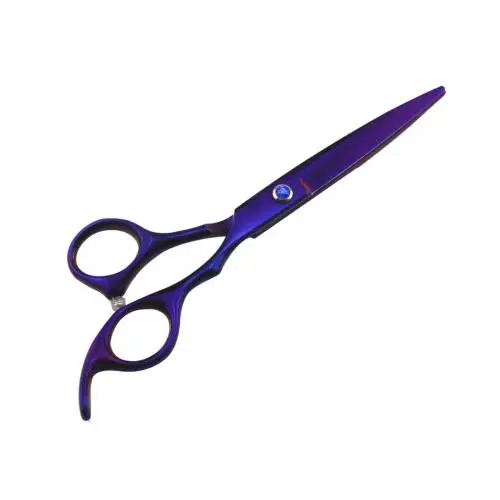 Purple Flat 55 Multicolor Professional Barber Hair Scissors Regular Thin Cutting Flat Tooth Trimmer Stainless Steel Salon Hairdressing Shears - Цвет: Purple Flat 55