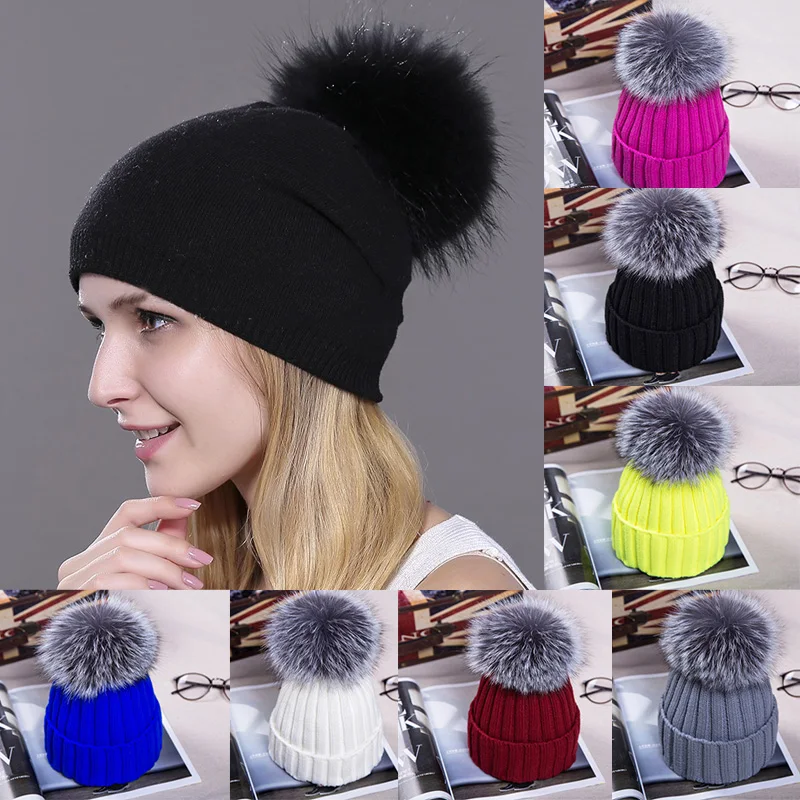 Зимние теплые шапки для женщин, Skullies Beanies, Pom Beanies, шапки, толстые вязаные мягкие Меховые шапки с помпоном, женские уличные повседневные Шапки