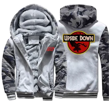 

Stranger Things Upside Down Camo Hoodies Fashion Men Fleece Outwear Coat Casual Sportswear Autumn Mens Funny Hip Hop Streetwear