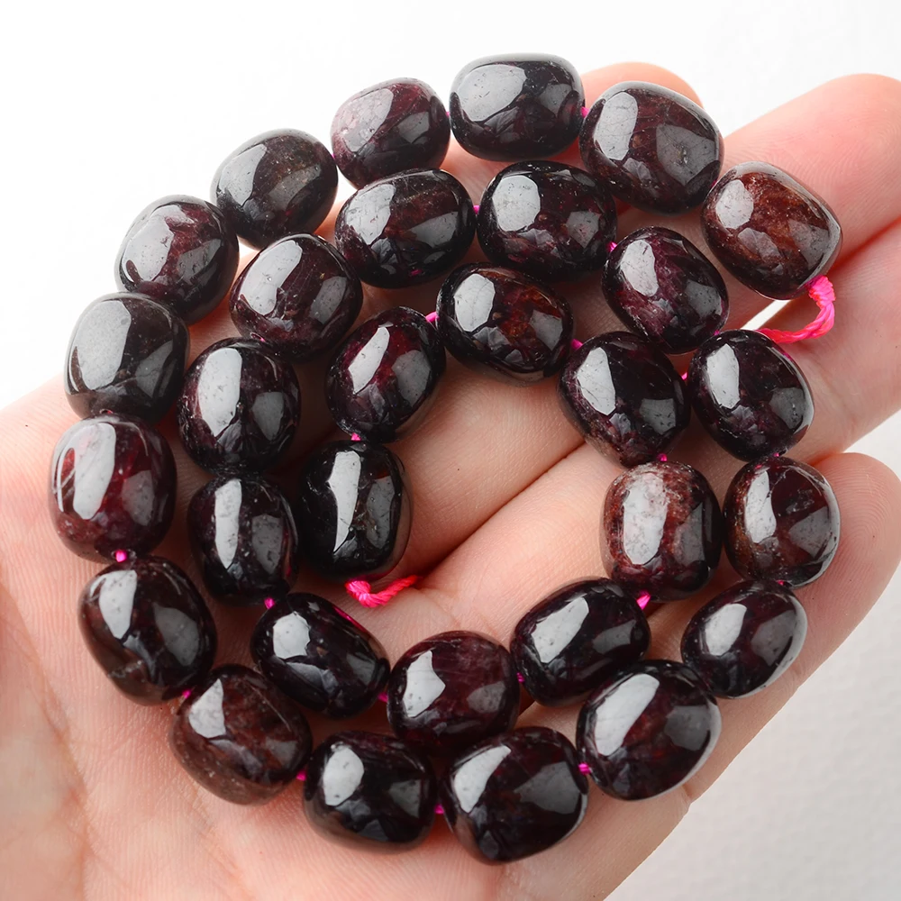 9-14mm Natural smooth Garnet irregular oval Stone Beads For DIY necklace bracelet jewelry making 15 