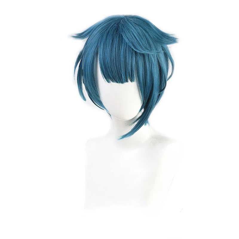 Genshin Impact Xingqiu Xing Qiu Cosplay Wig Blue Short Heat Resistant Synthetic Hair Adult Men Women Halloween Cosplay greek goddess costume