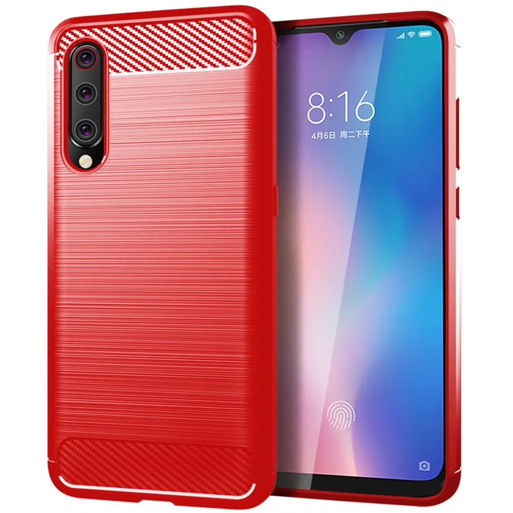 For Xiaomi mi 9 9t pro a3 lite 8 note 10 Case Silicone Carbon Fiber Heavy ShockProof Full Protector Fitted Soft TPU Cover | Мобильные