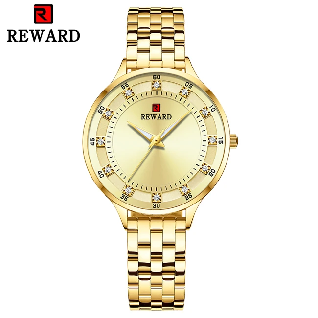 Брендовые синие аналоговые часы для женщин, Роскошные Кварцевые наручные часы из нержавеющей стали, простые женские модные часы со стразами - Цвет: Золотой