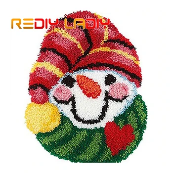 

Latch Hook Rug Kits Crocheting Carpet Rug Smile Snowman Acrylic Yarn Pre-Printed Canvas Cushion Mat Crochet Tapestry Sofa Decor