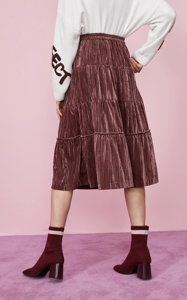 Vero Moda Женская бархатная сборная юбка с подкладом средней длины | 31931J505
