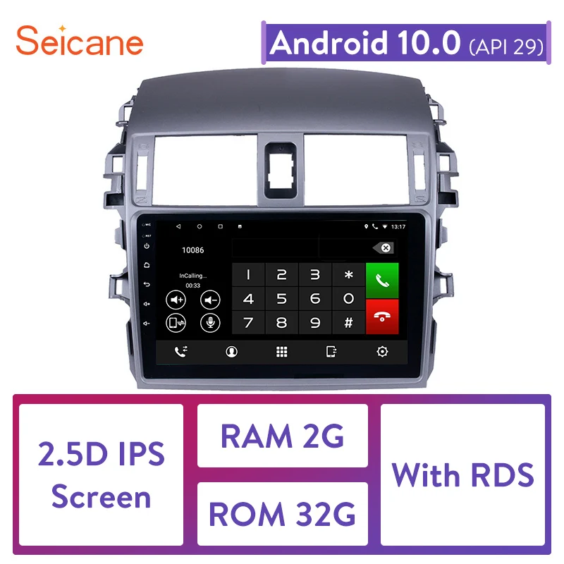 

Seicane 2 DIN 9" Android 9.0/10.0 Car Radio Bluetooth GPS Navigation for 2007 2008 2009 2010 Toyota OLD Corolla Support WIFI DAB