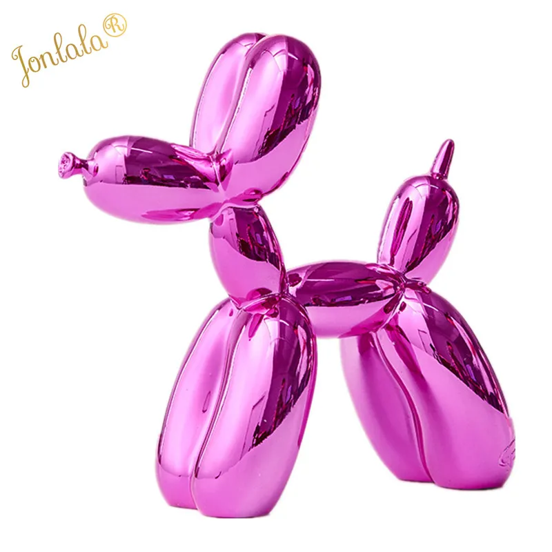 

Rose Red Metallic Plating Balloon Dog Statue Dog Ornaments Resin Living Room Home Soft Decorations Creative Simulation Craft