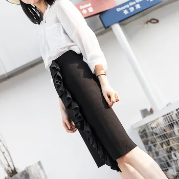 

2019 Casual Straight Skirts Womens High Waist Kint Midi Skirts Elegant Sexy Bodycon Skirts Jupe Femme Faldas Saia Streetwear