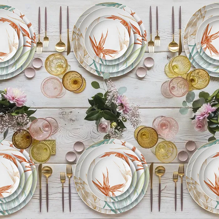 

New bone porcelain plate Chinese hand-painted colored tableware hotel Western steak dish creative home decoration