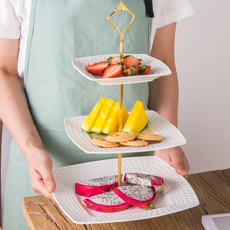 

Creative Ceramic Fruit Plate Creative Cake Plate Creative Snack Frame Living Room Multi-layer Candy Snack Plate Tray