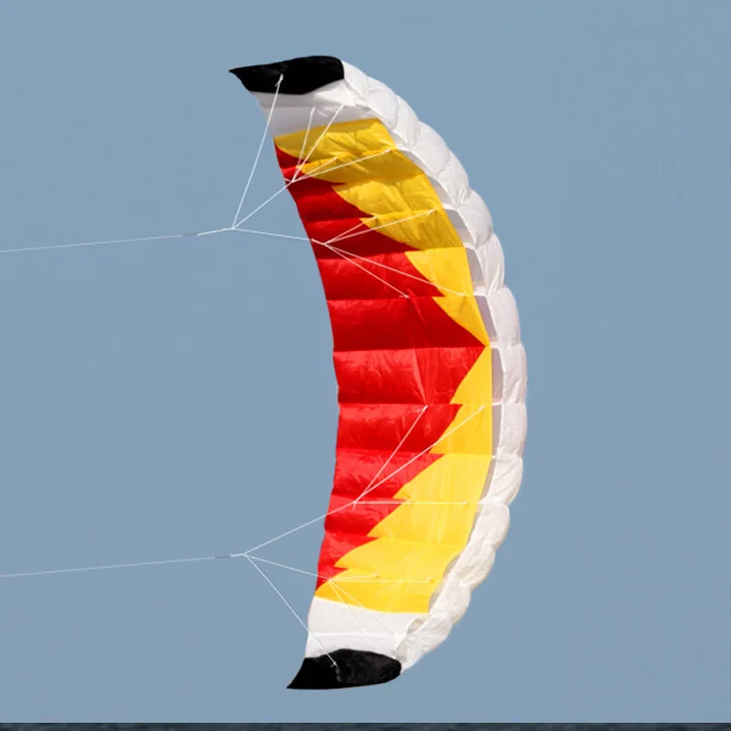 New High Quality 2m Nylon Dual Line Parafoil Kite With Handle And Line Power Braid Sailing Kitesurf Rainbow Sports Beach 4