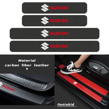 

For Suzuki Swift SX4 Vitara Jimny S-CROSS Grand Vitara Alto Car Accessories 4Pcs Car Carbon Fiber Door Sills Stickers Decoration