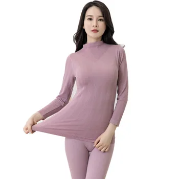 

Hight Neck Shirt Base Women Thermal Underwear Set Long Johns For Women Thermal Clothing Second Skin Winter Female Thermal Suit