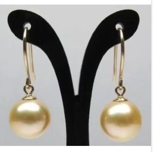 

charming 11-12mm natural south sea gold pearl earrings