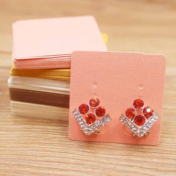 

100Pcs 4*4cm Blank Kraft Paper Handmade Stud/drop Earring Card Tag Jewelry Packaging Stand Earring Display Crads Label Tags