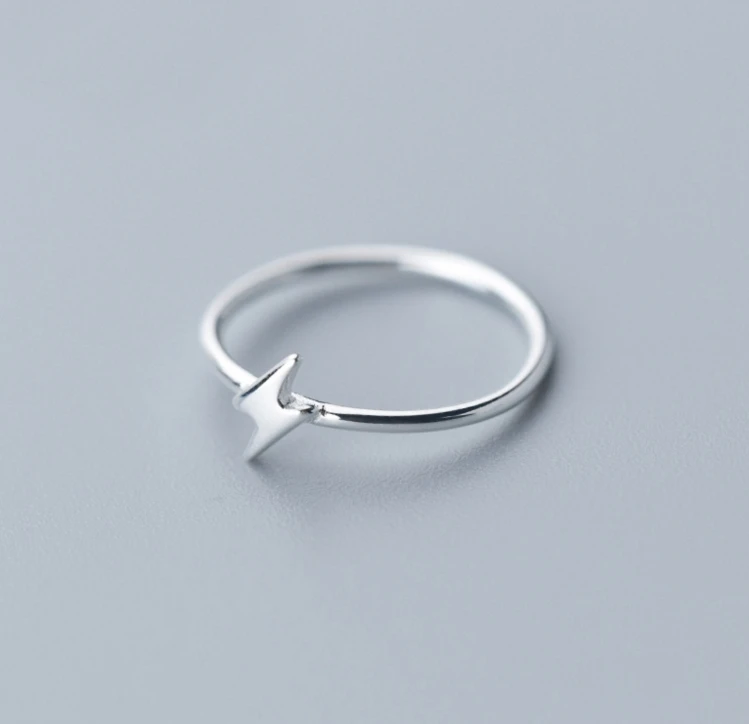 

925 Sterling Silver Tiny Lightning Kunckle Midi Thin Band Ring Women A3490