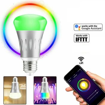 

Dimmable Wifi Smart Light Bulb Lamp E27 7W 850LM 6000K RGB LED Light Bulb for Alexa Google Home Voice Control