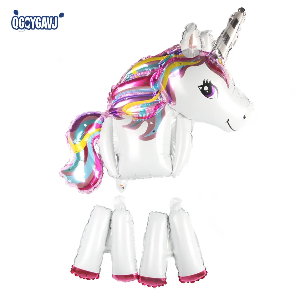 QGQYGAVJ Birthday Party Decorations kid Foil Horse Balloons 3D Latex Unicorn Balloon Party Supplies Wedding Baby Shower Decor