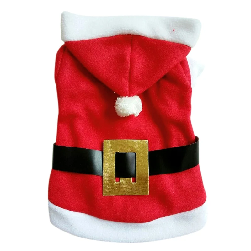 Ideal  Santa Pet Dog Christmas Clothes Winter Dog Hooded Coat Jackets Red Warm Dress For Dog Girls Puppy C