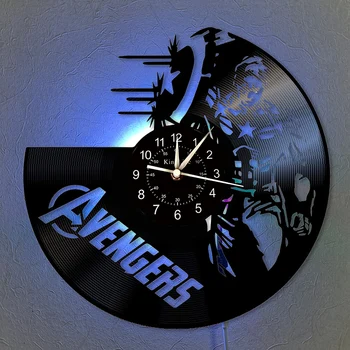 

The Avengers Vinyl Record Wall Clock 12'' LED Wall Clock | Home Decor Marvel Hero Gift for Friends | Captain America Wall Clock.