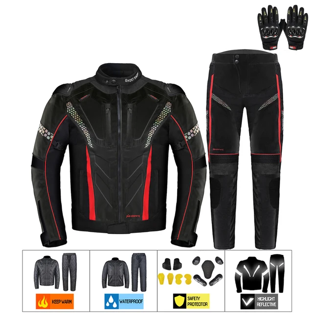 Waterproof Motorcycle Jacket Pants Off-Road Racing Motocross Riding Jacket Suit Men Windproof Touring Moto Protective Suit GR-Y12 BK  Suit