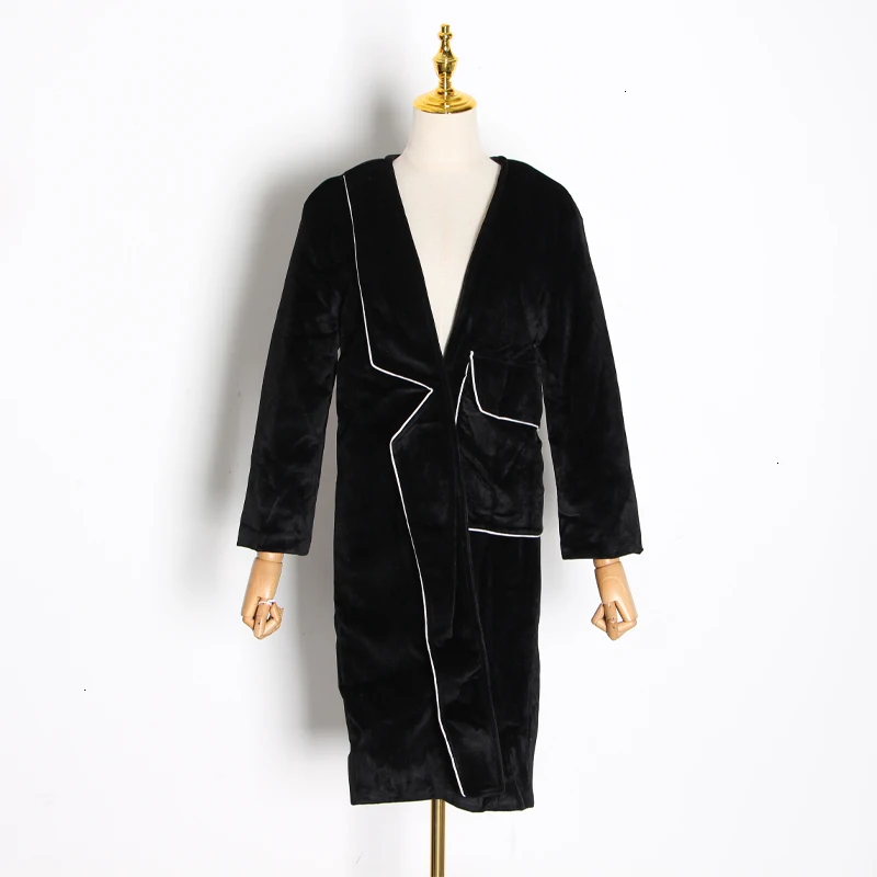 TWOTWINSTYLE повседневные Асимметричные пальто женские воротник с лацканами с длинным рукавом высокие куртки до талии для женщин Мода одежда
