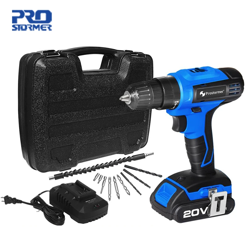 

ROSTORMER 20V Electric Cordless Drill with Box 30Pcs LED Light Guide Cordless Electric Screwdriver Woodworking Mini Drill Tools