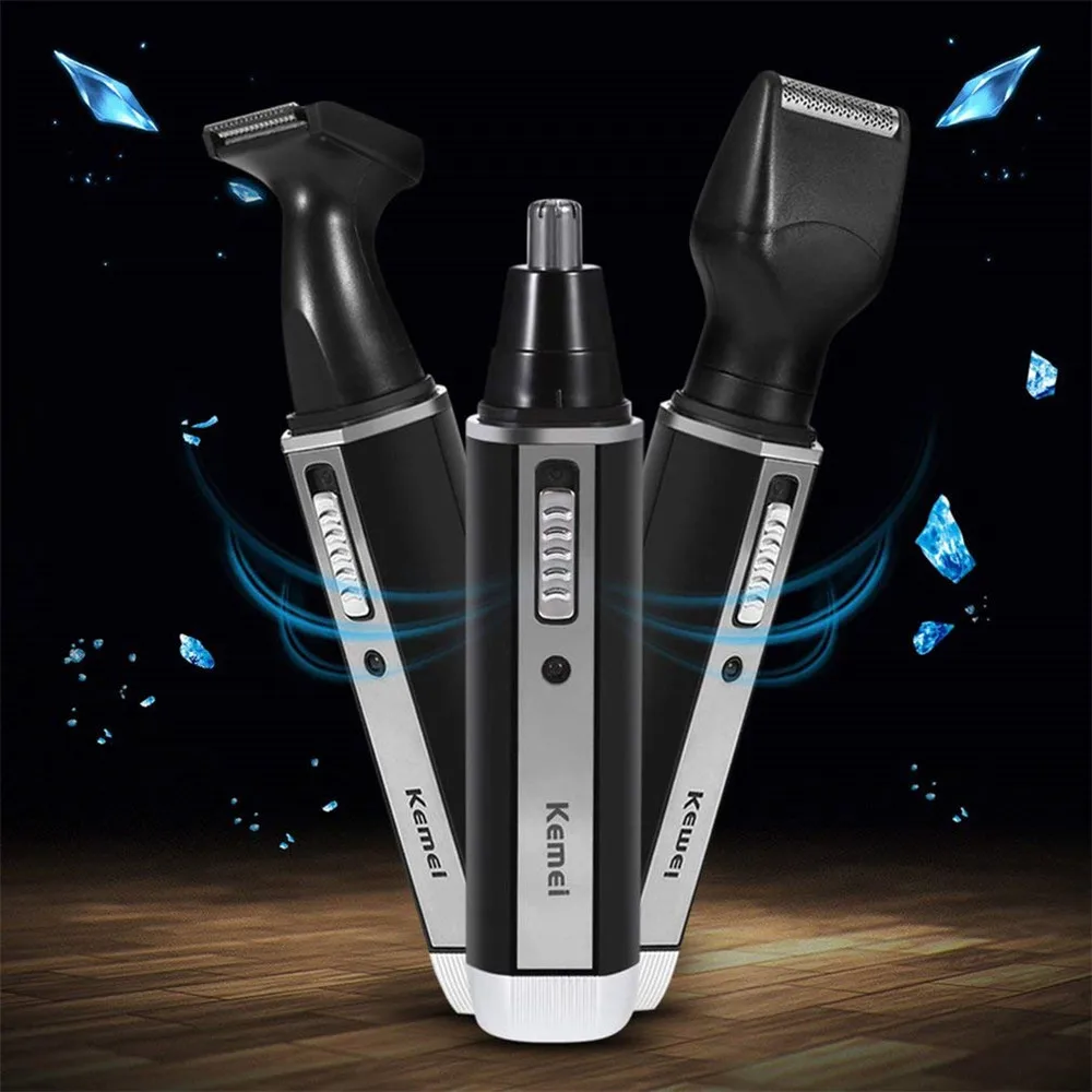 

KM-6630 4 in 1 Professional Electric Rechargeable Nose and Ear Hair Trimmer Shaver Temple Cut For Men Personal Care Tools S36